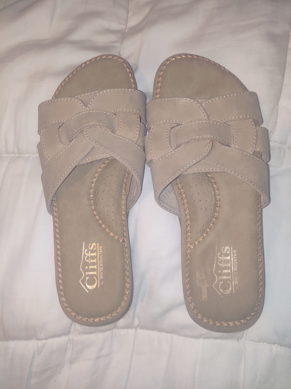 Cliffs by WHITE MOUNTAIN Women's Taupe Braided Slide Sandals